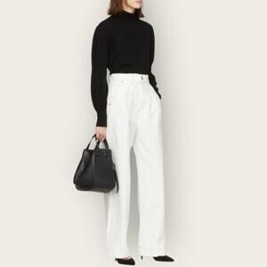 Goldsign | Wide Leg Pleated Trouser Jeans | White | Size 29
